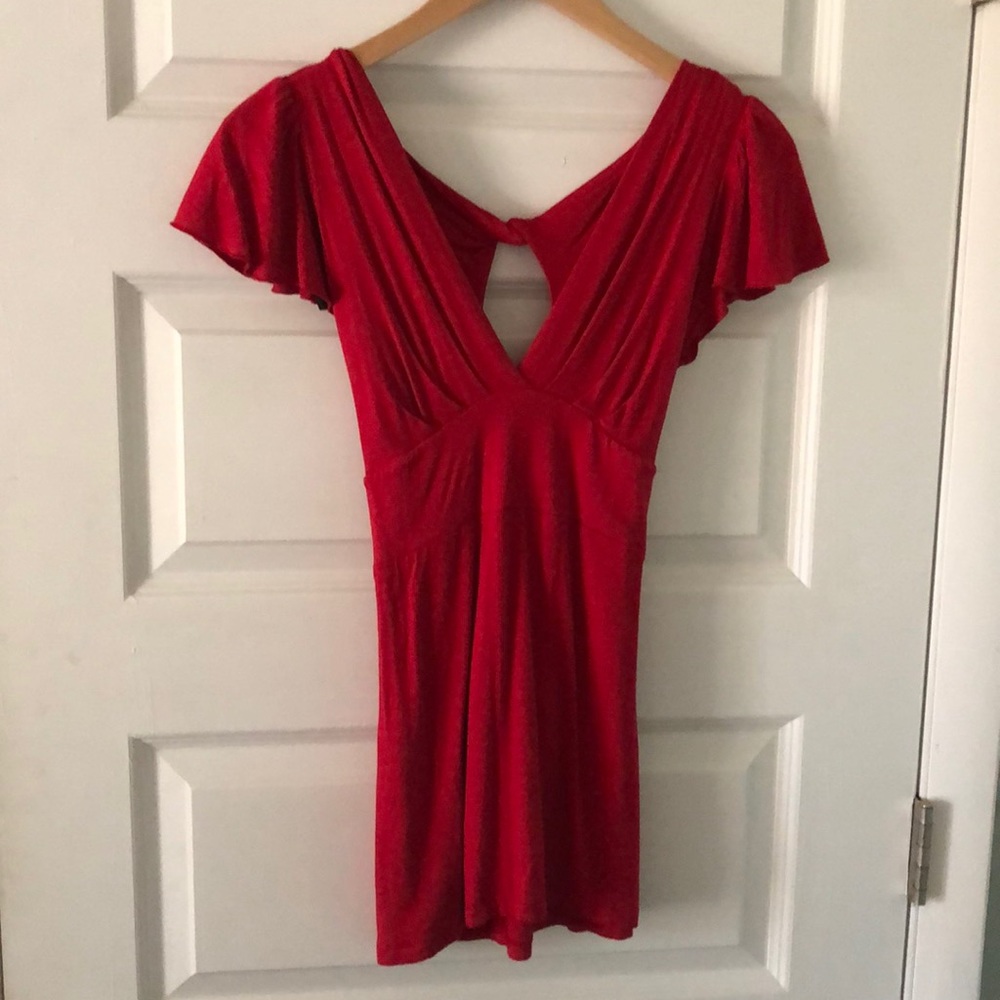 Sultry low-cut blouse, ties in back